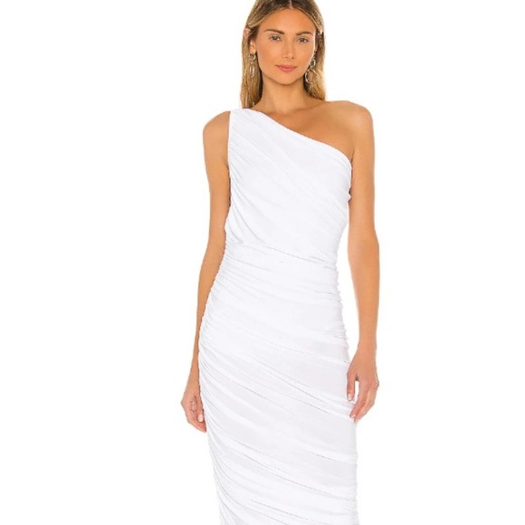 Norma Kamali Diana One-Shoulder Ruched Midi Dress - Picture 8 of 9